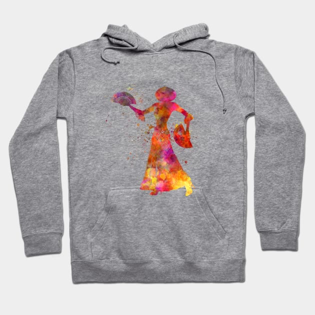 Gypsy woman dancing flamenco dancer silhouette in watercolor Hoodie by PaulrommerArt